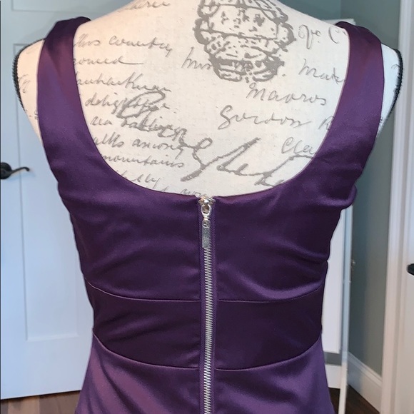 Bisou Bisou satin plum lightly form fitting dress - Picture 3 of 8